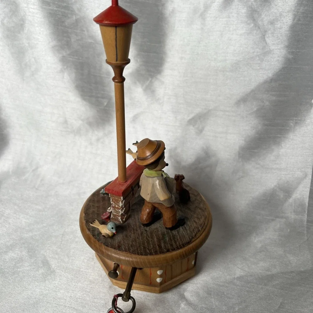 Vintage Music Box Thorens Anri Man Dog,Birds Third Man Theme Switzerland Works!